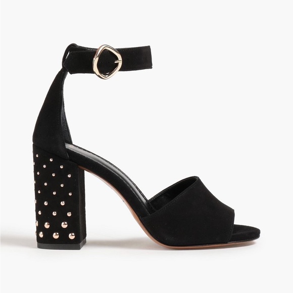 New! MAJE Paris Studded Block Heel Suede Sandals - Picture 3 of 12